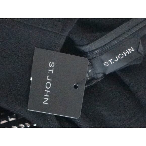 St John Silver Studded Black Wool Sheath Dress Size 6 New - Picture 6 of 9